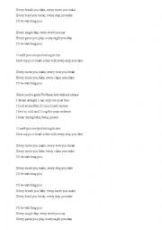 English Worksheet: Every breath your take, David Bowie, Puff Daddy