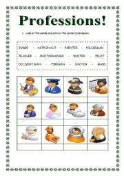 English Worksheet: Professions