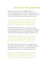 English Worksheet: Lemon tree lyrics