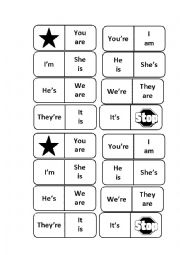 English Worksheet: Dominoes verb to be and contractions