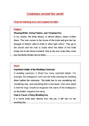 English Worksheet: wedding customes