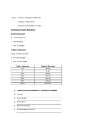 English Worksheet: POSITIVE AND NEGATIVE STATEMENTS