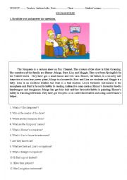English Worksheet: The Simpsons Test