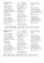 English Worksheet: Teach past tense with Behind These Hazel Eyes