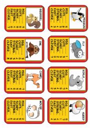 Animal Top Trumps Set 6 of 6, 8 Cards. Simple adjectives. 