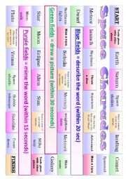 English Worksheet: Space charades boardgame