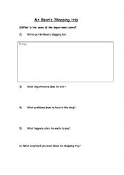 English Worksheet: Mr Beans Shopping trip