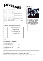 English Worksheet: Love Song by The Cure
