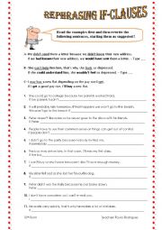 English Worksheet: If- clauses: rephrasing Types I, II and III