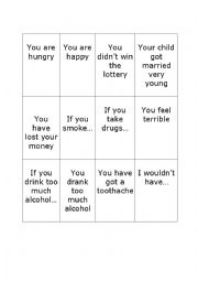 English Worksheet: conditional card game