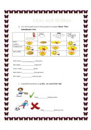 English Worksheet: likes and dislikes 