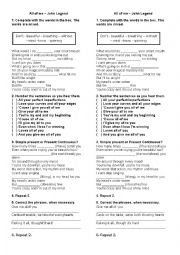 English Worksheet: ALL OF ME JOHNN LEGENDS