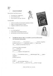 English Worksheet: Are you International?