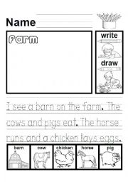 English Worksheet: Farm Writing and Drawing