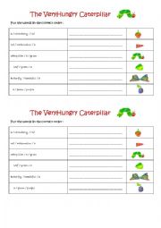 English Worksheet: The Very Hungry Caterpillar - word sequencing