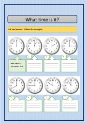 English Worksheet: What time is it?