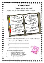English Worksheet: alisons  diary, past simple