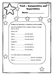 Superlative and Comparative Worksheet or test