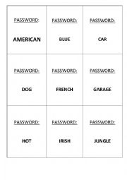 English Worksheet: Password 2