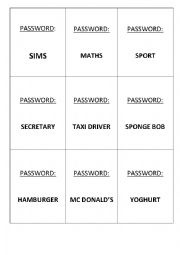 English Worksheet: Password 3