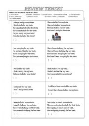 English Worksheet: Review tenses