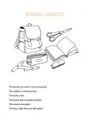 English Worksheet: School objects
