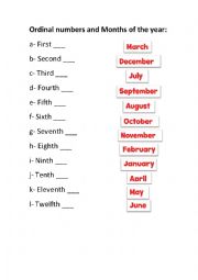 Ordinal numbers activity