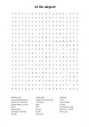 English Worksheet: At the airport wordsearch