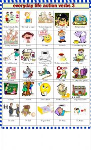 English Worksheet: EVERYDAY  LIFE ACTION VERBS 3