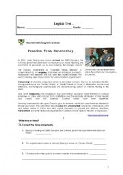 English Worksheet: Freedom and censorship