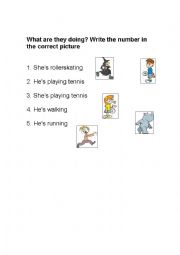 English Worksheet: What are they doing?