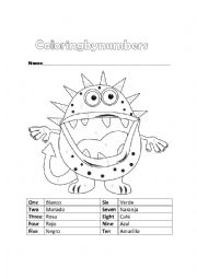 English Worksheet: coloring by numbers