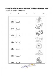 English Worksheet: Short Vowels