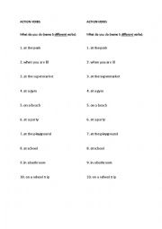 English Worksheet: What do you do at the...action verbs categories