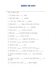 English Worksheet: some or any