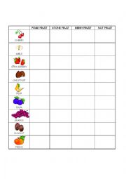 English Worksheet: Fruit