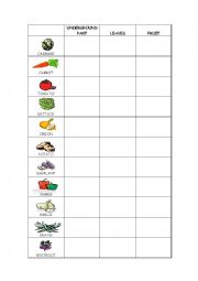 English Worksheet: Vegetables