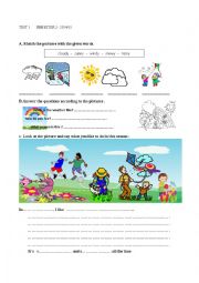 English Worksheet: test on seasons, weather and activities 