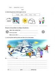 English Worksheet: test on seasons, weather and activities