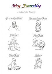 English Worksheet: my family