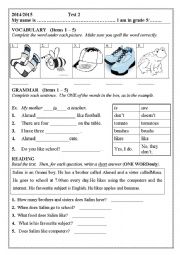 English Worksheet: grade 5 test