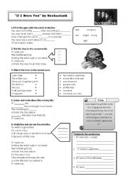 English Worksheet: Second Conditional Clause if using song: If I Were You by Hoobastank