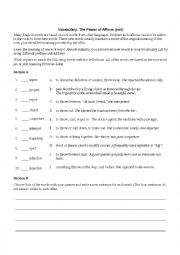 English Worksheet: Vocabulary: The Power of Affixes (ject)