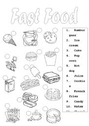 English Worksheet: Fast food worksheet