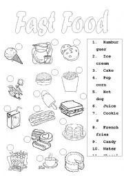 Fast food worksheet