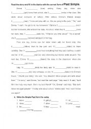 English Worksheet: SIMPLE PAST CLOZE TEST