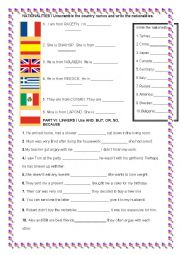 English Worksheet: NATIONALITIES AND LINKERS