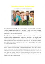 English Worksheet: Technological Inventions - The selfie stick