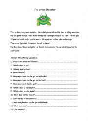 English Worksheet: The Green Monster