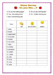 English Worksheet: Class survey